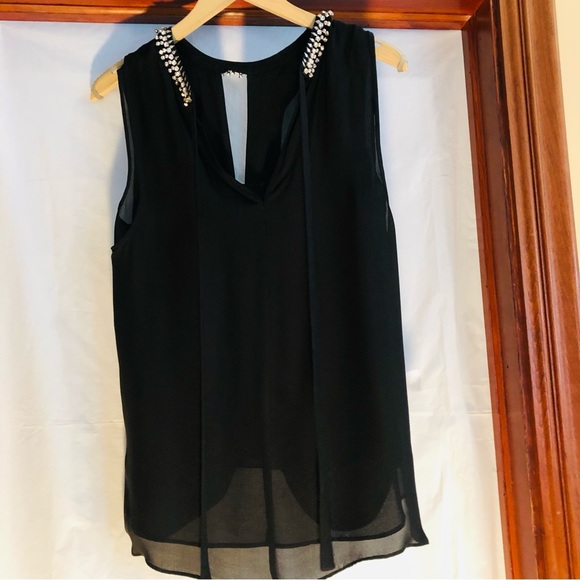 Rebecca Taylor Black Silk Rhinestone Top - Size 2 / Blouse - Picture 10 of 14